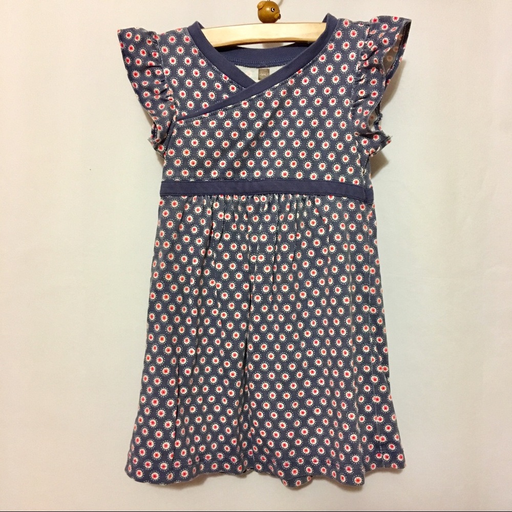 Mock wraparound blue and red dress with jacket